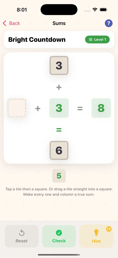 Sums puzzle in Figgle